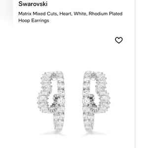 Swarovski Matrix White Rhodium Heart Hoop Earrings